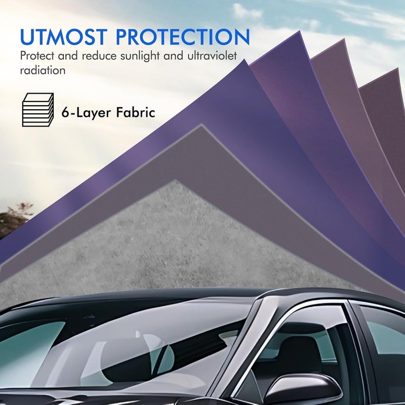 DINGHAO Car Cover Waterproof All Weather, 6 Layers Outdoor Full Exterior Cover Rain Sun UV Snowproof Protection with Zipper Cotton, Mirror Pocket for Toyota Camry - Image 5